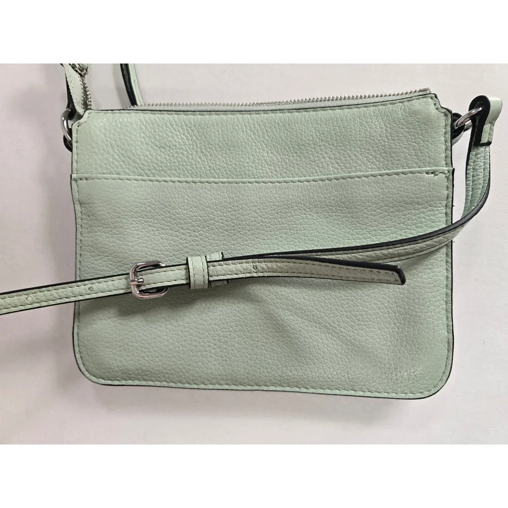 Vince Camuto Mint Green Pebbled Leather Triple Compartment Crossbody Bag